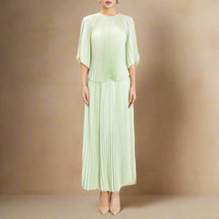 Elegant Plissé Blouse & Skirt