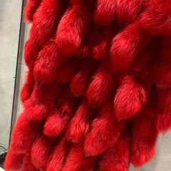 Fox Fur Tail Full-Length Coat