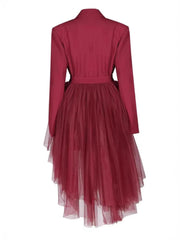 Luxury Tulle Belted Blazer