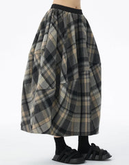 Luxury Plaid Wool-Blend Skirt