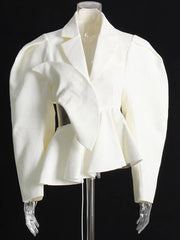 HEYFANCYSTYLE Casual White Asymmetrical Blazer