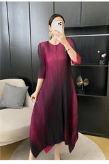 Couture Truly Pleated Midi Dress - 3/4 Sleeves