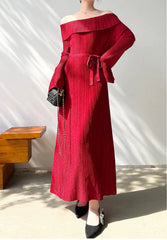 Pleated Off-Shoulder Dress
