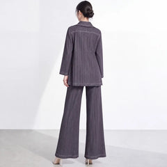 Petite Plissé Two-Piece Pant Set