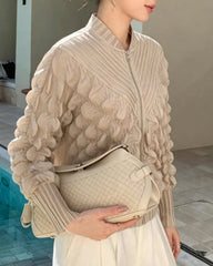 Lightweight 3D Bubble Plissé Jacket