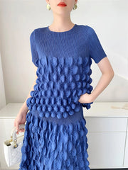 Bubble Plissé Top & Midi Skirt Set