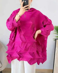 Oversized Pleated Plissé Top
