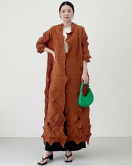 Geometric Pleated Duster Cardigan