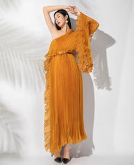 Luxe Plissé One-Shoulder Dress