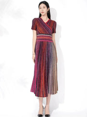 Ombre Stripe Plisse Dress