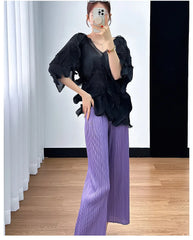 Elegant Petite Pleated 2-Piece Set