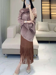 Luxury Travel Plissé Poncho Top