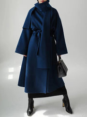 Women's Oversized Cashmere Long Coat with Scarf