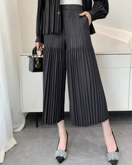 Luxury Pleated Wide-Leg Culottes