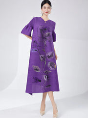 Women's Elegant Japanese Pleated Floral Dress