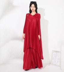 Floral Pleated Wide Leg Pant 2-Piece