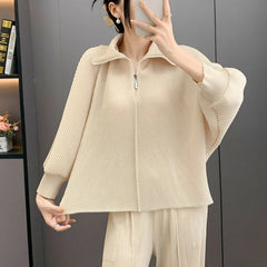 Elegant Pleated Dolman Blouse