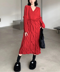 Premium 3D Cable Knit Dress