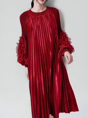Premium Pleats Ruffled Dress