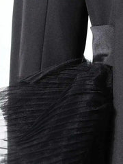 Asymmetric Tulle Full-Length Blazer