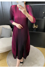 Couture Truly Pleated Midi Dress - 3/4 Sleeves