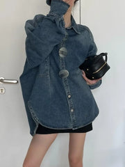 Women's Luxury Oversized Denim Blouse