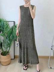 Luxury Pleats Dress & Coat Set