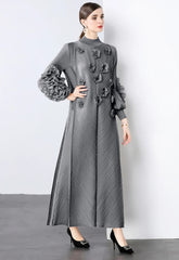 Luxury Pleats Floral Formal Dress