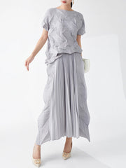 Ikebana Pleated Geometric Top and Skirt