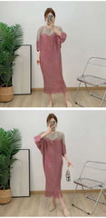Luxury Plissé Dress with Tassel