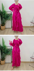 Luxury Pleated Ruffle Midi Dress
