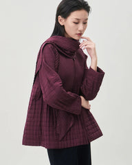 Luxe Cotton Pleated Jacket & Scarf