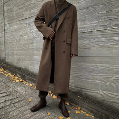 Men's Signature Brown Ultra Long Wool Coat