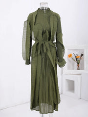 Unique Pleated Ruffle Dress
