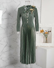 Luxury Floral Plissé Dress