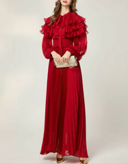 Couture Pleated Cape Dress
