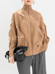 Luxury 3D Geometric Plissé Jacket