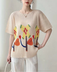 Luxe Pleated Short Sleeve Top