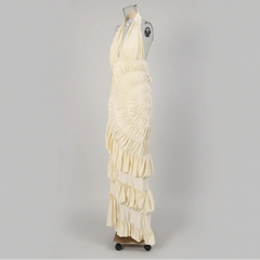 Luxury Ruched Halter Gown
