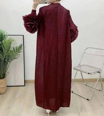Truly Pleated Ruffle Sleeve Dress