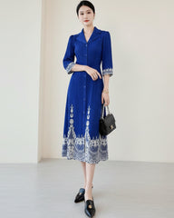 Petite Plissé Button-Front Dress