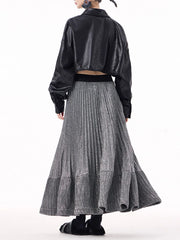 Pleated Crepe Maxi Skirt