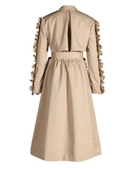 Luxe Pearl Ruffle Trench Coat