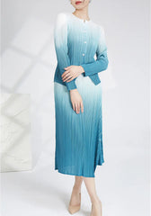Plissé Ombre Blouse & Skirt Set