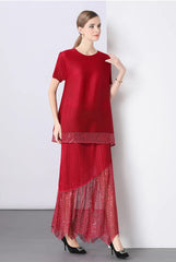 Luxury Sequin Pleated Top & Skirt