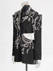 Women's Elegant Cutout Rhinestone Blazer