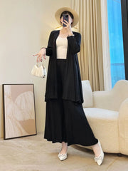 Plissé Longline Travel Cardigan