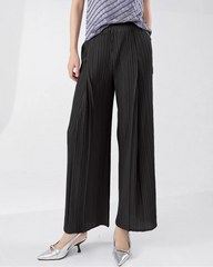 Luxury Plisse Wide-Leg Trousers