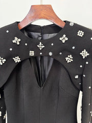 Luxury Formal Crystal Cape Dress