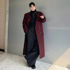 Men's Oversized Wool & Faux Leather Trench Coat